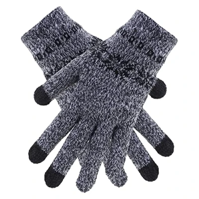 Image of Itzu Womens Ladies Knit Stretch Marl Thermal Gloves Touch Screen Flowers Warm (Charcoal)