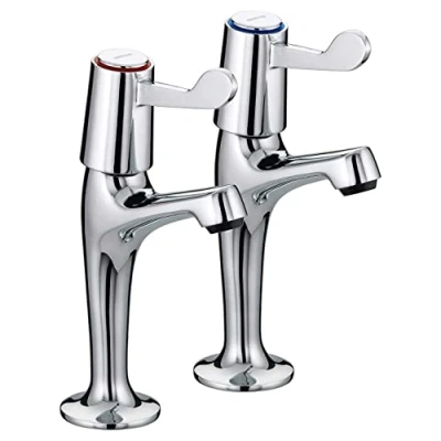 Image of Bristan VAL HNK C CD Value Lever High Neck Pillar Kitchen Sink Taps with 3&quot; (76mm) Levers, Chrome