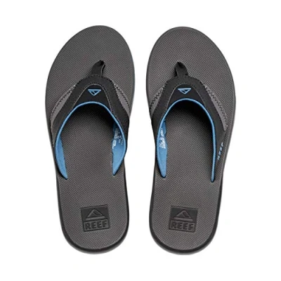 Image of Reef Fanning Tbar sandals, Men&#039;s, Size: 7, Grey/light blue Soft synthetic