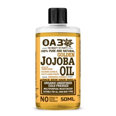 Image of OA3 Organic Jojoba Oil 50mL 100% Pure, Cold Pressed &amp; Certified Natural Unrefined