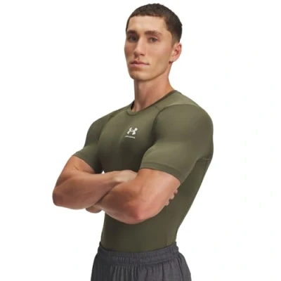 Image of UA HG Armour Comp SS Marine OD Green / White XXL