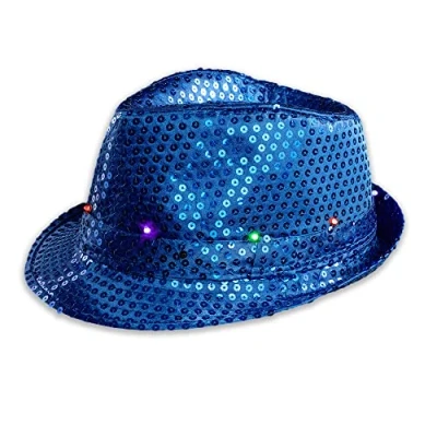 Image of Flashing LED Fedora Hat The Glowhouse (Blue)