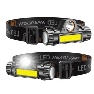 Image of LETOUR Headlamp Rechargeable, 2000 Lumens Ultra Light Bright LED Head Torch, 2 Pack Waterproof Headlight Lightweight COB Lamp Flashlight for Outdoor, Camping, Running, Cycling, Fishing, Hiking