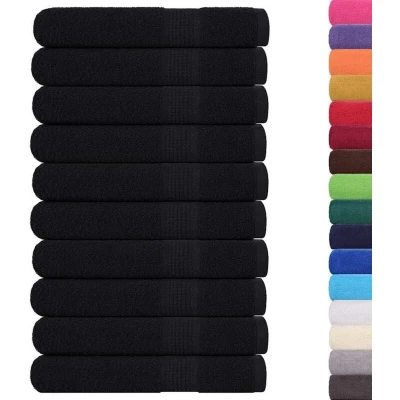 Image of vidaXL Towels 10 pcs Black 100x200 cm 360 gsm 100% Cotton
