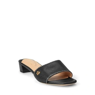 Image of Lauren Ralph Women&#039;s Fay Tumbled Leather Sandals, Black, 6 UK