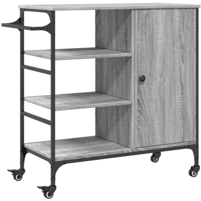 Image of vidaXL Kitchen Trolley Grey Sonoma 87.5x38.5x84.5 cm Engineered Wood