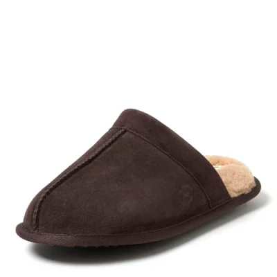 Image of Dearfoams Men&#039;s Bradford Suede Closed Toe Indoor/Outdoor Scuff Slipper, Coffee, 8 UK