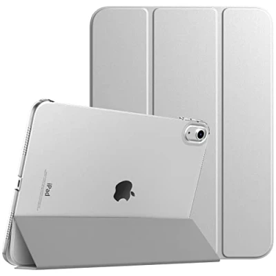 Image of TiMOVO Case for iPad 10th Generation 2022, Slim Stand Cover 10.9 inch, Auto Wake/Sleep Smart Folio with Hard PC Translucent Back Shell Fit 10 Protective Case, Silver