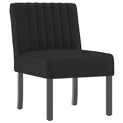 Image of vidaXL Black Velvet Slipper Chair Soft Plush Seating with Durable Wooden Leg Construction for Living room or Office&#039;.