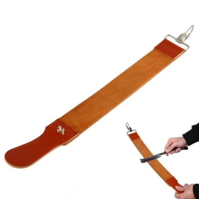 Image of Shaving Leather Strop Belt, Genuine Strap Barber Straight Razor Folding Knife Shave Sharpener Sharpening Belt for Polishing and Smoothing