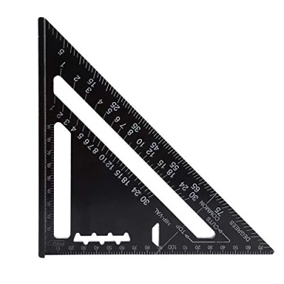 Image of johnson speed square ◈ Fydun Triangle Angle Protractor 7 Inch Metric Aluminum Alloy Black Oxidation Roofing Layout Guide (Metric System)
