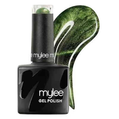 Image of Mylee Cat Eye Gel Nail Polish 8ml [Lucky Clover] Magnetic, Glitter, Holographic, UV/LED Art Manicure Pedicure, Professional, Salon &amp; Home Use, Long Lasting Easy to Apply, Vegan Cruelty Free