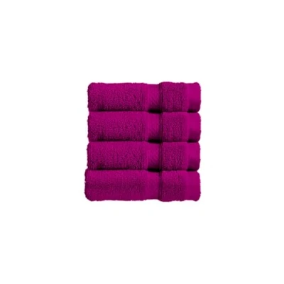 Image of Christy Chroma Face Cloths Set Pack of 4 Soft Velvety Smooth Bathroom Flannels Bold and Bright Body Wash 100% Cotton Plum