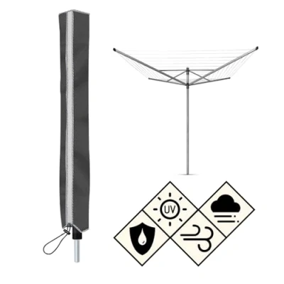 Image of AlaSou Rotary Washing Lines Cover,Rotary Line Cover Waterproof with Zip, Protect Clothes Dryer and Lines(Grey)