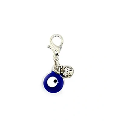 Image of JewelleryJoy Blue Evil Eye Rhinestone Charm Lobster Clasp for Silver European Chain Link Bracelet in Organza Gift Bag