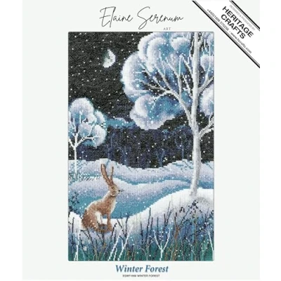 Image of Heritage Crafts Winter Forest (Hare) Counted Cross Stitch Evenweave Kit Elaine Serenum