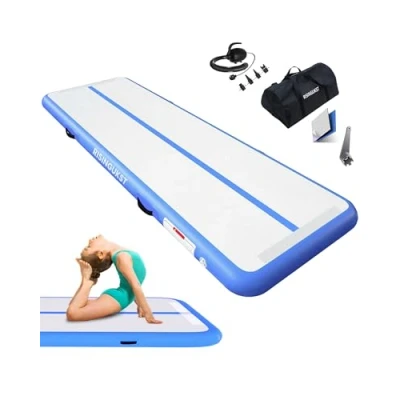 Image of RISINGUKST Air Gymnastics Track Tumbling Mat, Inflatable Training Mats 10ft Tumble Mat 4 Inch Thickness with Electric Pump