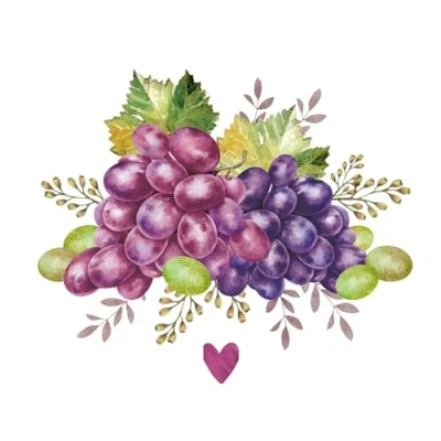 Image of 20 Napkins Food Fresh Grapes as Table Decoration Paper with Motif Also for Decoupage and 33 x cm