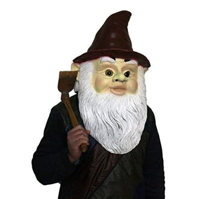 Image of The Rubber Plantation TM 619219293211 Garden Gnome Mask Latex Fancy Dress Costume, Unisex Adult, One Size