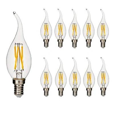 Image of BANGSHUO Pack 10 E14 Vintage Candelabra LED Bulbs 4W C35 400 Lumens Warm White 2700K Chandelier Light 40W Equivalent,C35 Filament Candle Bulb Flame Tip No Dimmable