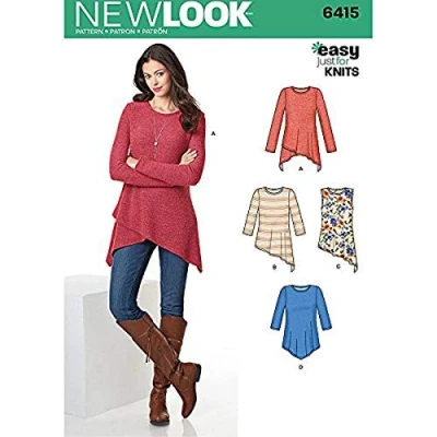 Image of New Look UN6415A Misses&#039; Knit Tunics A (XS S M L XL)