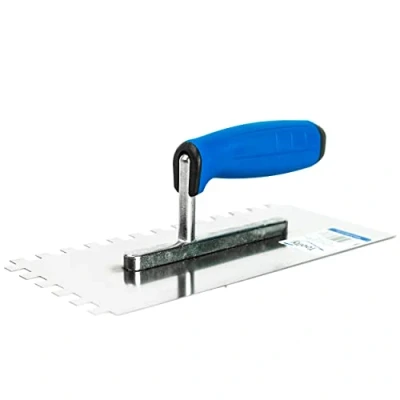 Image of Stainless Steel Square Notched Trowel (10X10mm), 270mm, Rubber Handle, Tile, Tiling, Adhesive, DIY