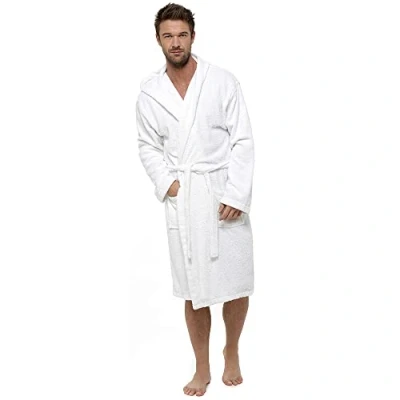 Image of Undercover Mens Hooded Towelling Dressing Gown HT568 White M/L