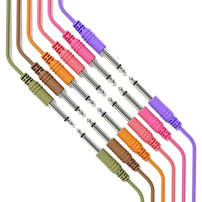 Image of ExcelValley 6B Pack Mono Instrument Guitar Cable Patch Lead TS 6.35mm 1/4&quot; [10cm 4&quot;]