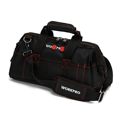 Image of WORKPRO 16 inch Close Top Wide Mouth Tool Storage Bag with Water Proof Rubber Base, W081022A, 16&quot;
