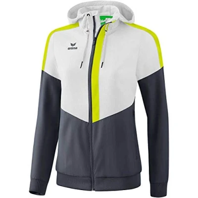Image of Erima Squad Track Top Jacket with Hood White/Slate Grey/Bio Lime, 34