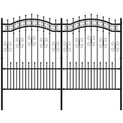 Image of Garden Fence with Spear Top Black 190 cm Powder coated Steel Vidaxl