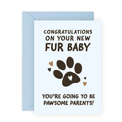 Image of Central 23 New Fur Baby Card Congrats on Your Dog &#039;Pawsome Parents&#039; Puppy For Mum and Dad Comes With Fun Stickers Vegan Ink Made In The UK