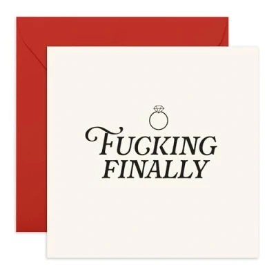 Image of Central 23 Engagement Card Funny F*cking Finally Engaged! Greeting Cards For Son Daughter In Law Congratulations Friends Comes With Cute Stickers