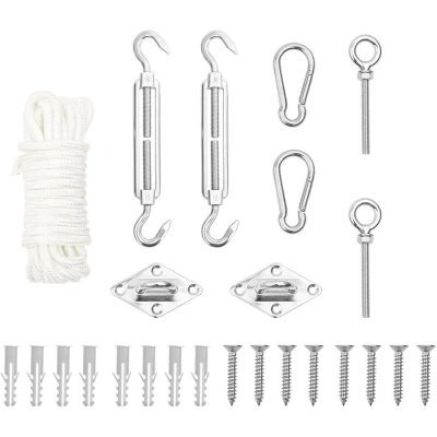 Image of vidaXL 9 Piece Sunshade Sail Accessory Set Stainless Steel