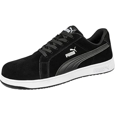 Image of PUMA Safety Iconic Low S1PL ESD FO HRO SR Unisex Shoes Non Slip Metal Free Fibreglass Cap, black, 13.5 UK