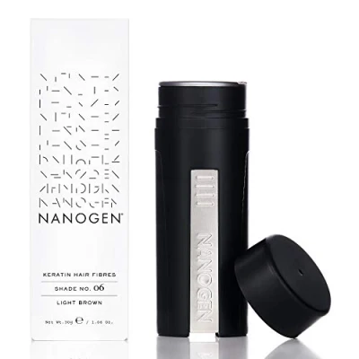 Image of Nanogen Instant Thickening hair Fibres Light Brown 30g Natural Keratin fibers cover thinning and loss, extensions, alopecia, thicker, fuller instantly.