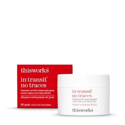 Image of This Works In Transit No Traces Cleansing Pads, Rosewater &amp; Mint Infused Facial Wipes, Gentle Make Up Remover (80 pads)