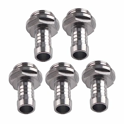 Image of Lazmin PC Water Cooling, 6 PCS Two Touch Fitting G1/4 Thread Barb Connector Tube for Computer Cooling System(9mm)