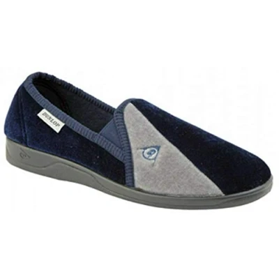 Image of DUNLOP Mens famous WINSTON elasticated gusset slippers Navy/Grey size 13