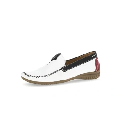 Image of Gabor California 090 69 White Leather Womens Slip On Moccasin Shoes 4
