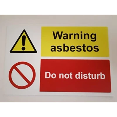 Image of Warning asbestos do not disturb Safety sign Self adhesive sticker (200mm x 150mm)