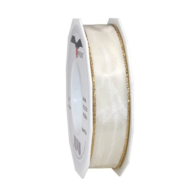 Image of Präsent Manhattan Wired Taffeta Ribbon Cream 25 m Roll mm width