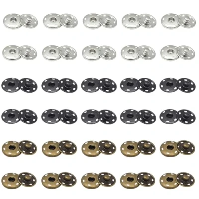 Image of TRKETK 30 Pcs Snap Buttons Metal Press Studs Sew On Fasteners Versatile Sewing Brass for Purse Handbag Clothing DIY Craft Projects(3 Colors)