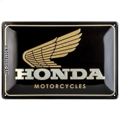 Image of Nostalgic Art Retro Tin Sign 20x30cm Honda Motorcycles Gold Gift Idea For Accessories Fans Metal Vintage Design