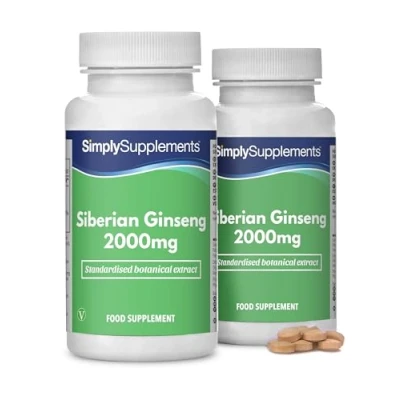 Image of Siberian Ginseng 2000mg Reduction of Tiredness &amp; Fatigue Vegan Vegetarian Friendly 360 Tablets in Total Manufactured The UK (180 Count (Pack 2))