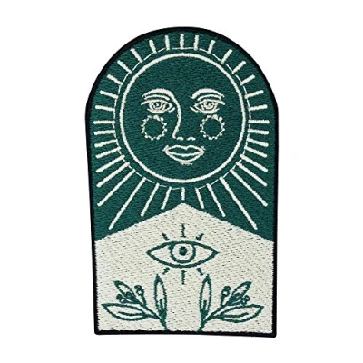Image of Finally Home Soul of The Moon Collection: Sun Smiles Iron on Patch ironable Patch, Stars Embroidery Eye Plants Adults Badges