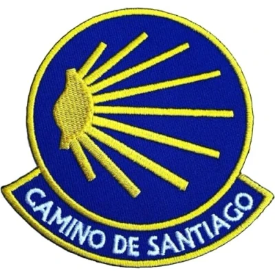 Image of Camino De Santiago Patch (3.5 Inch) Saint James Way Embroidered Iron on or Sew Badge Scallop Shell Pilgrimage Travel Souvenir Emblem Crest DIY Gift Patches