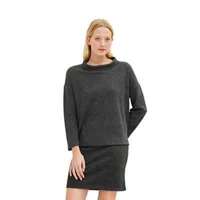 Image of TOM TAILOR Women&#039;s 1034523 Sweatshirt, 30935 Black White Structure Design, XXL