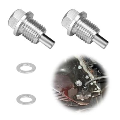 Image of 2 Piece Magnetic Oil Drain Screw Sump Nut Anodized Aluminum Alloy Pan Plug, Car (Silver, M14 x 1.5)
