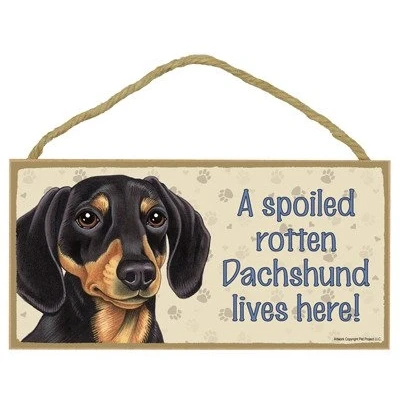 Image of A spoiled rotten Dachshund (Black and Tan) lives here PVC sign plaque